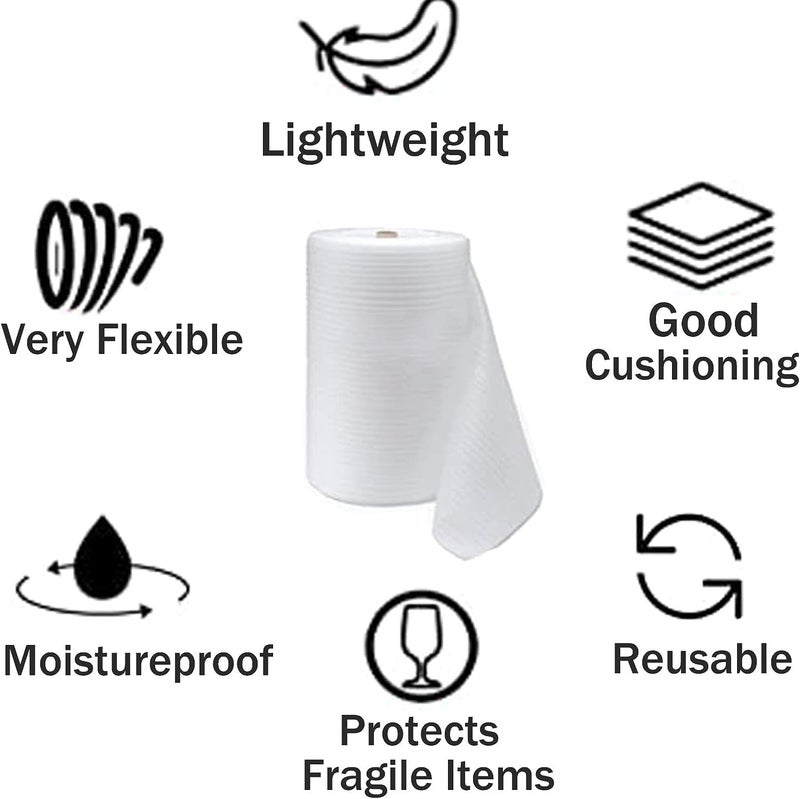 PONGHEI 12""x 140'Foam Wrap Rolls for Moving Packing Foam Roll Packing Materials Shipping Packing Moving Supplies, Thick Cushion packaging wraps for Protect Glasses,Fragile Items,Dishes (2 PACK-30 * 25M) - Image 4